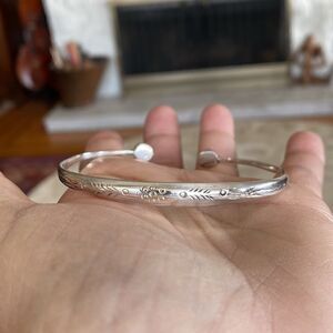 Vintage 925 Sterling Silver Tribal Open Ball Ends Unisex Bracelet 11g